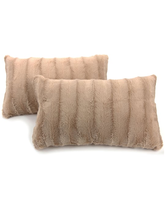 Faux-Fur 2-Pack Decorative Pillows, 12" x 20"