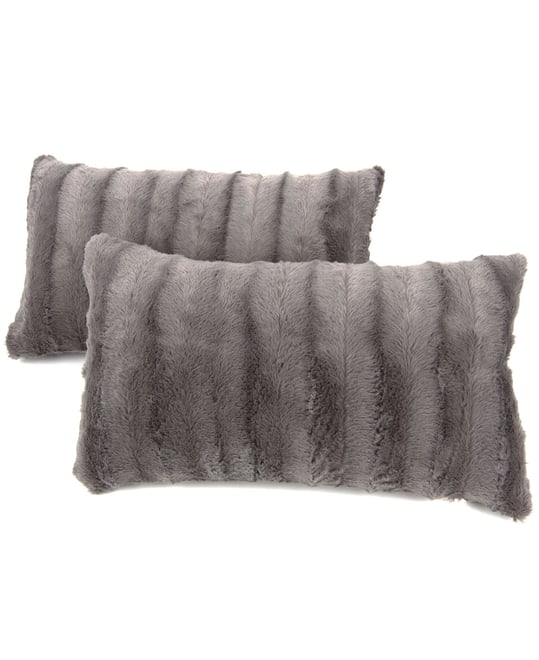 Faux-Fur 2-Pack Decorative Pillows, 12" x 20"