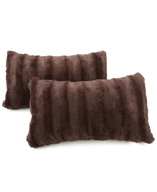 Faux-Fur 2-Pack Decorative Pillows, 12" x 20"