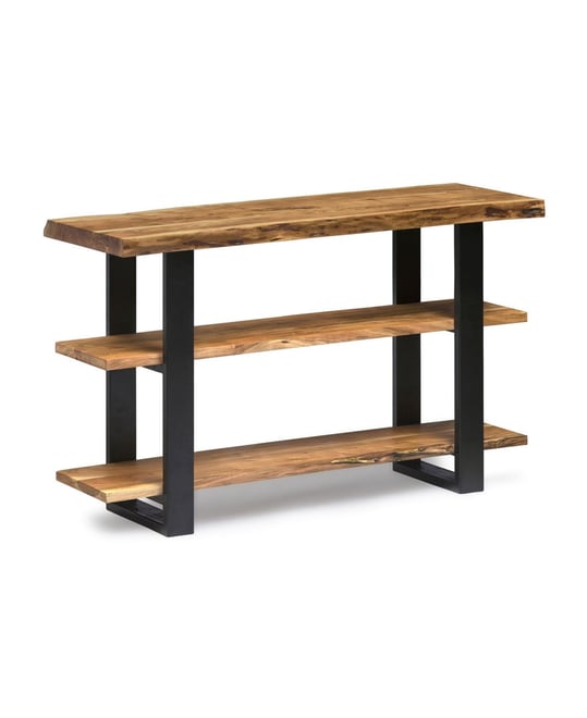 Alpine Natural Live Edge Wood Media Console Table