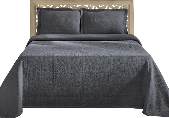 100% Cotton Fleur De Lis Medallion All-Season 3-Piece Coverlet Set, Queen