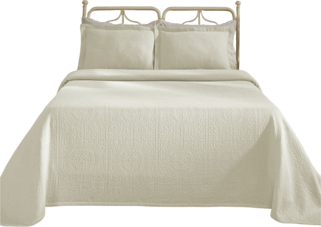 100% Cotton Fleur De Lis Medallion All-Season 3-Piece Coverlet Set, Queen
