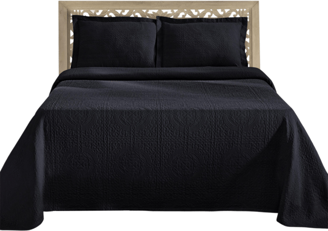 100% Cotton Fleur De Lis Medallion All-Season 3-Piece Coverlet Set, King