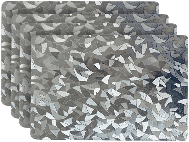 Reversible Shimmering Metallic Leaf Dining Table Indoor Outdoor Placemats -Set of 4
