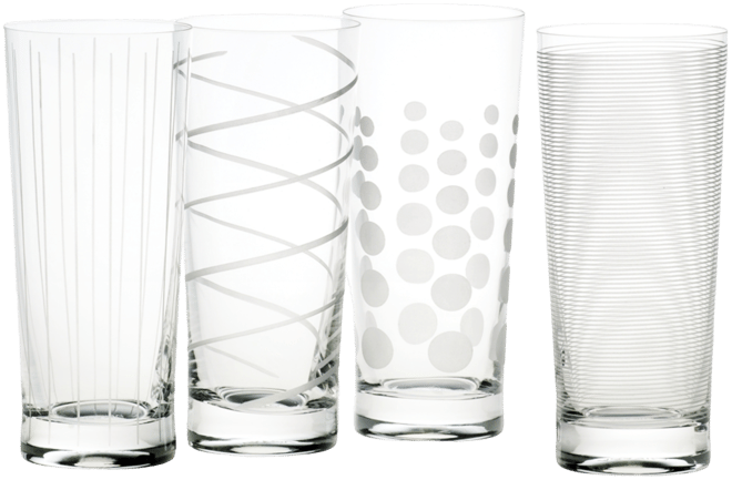 Cheers Patterned Highball Glasses, Set of 4