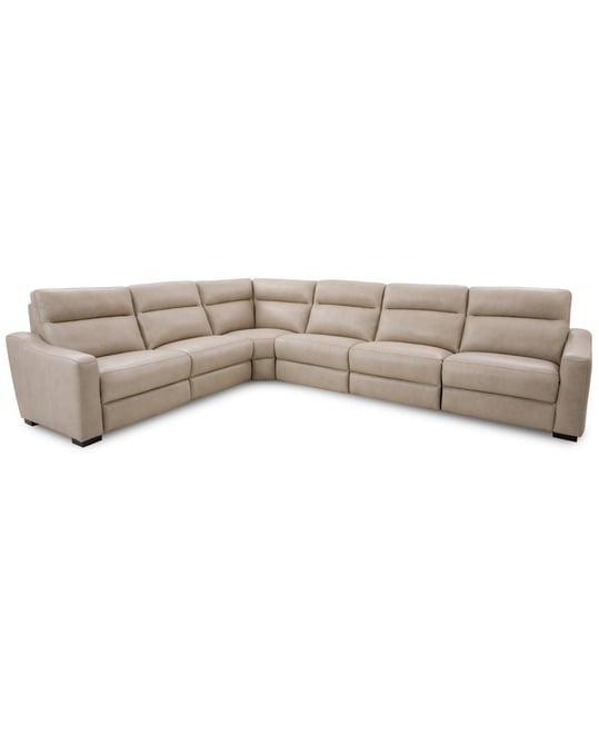 Gabrine 6-Pc. Leather Sectional with 3 Power Headrests, Created for Macy's