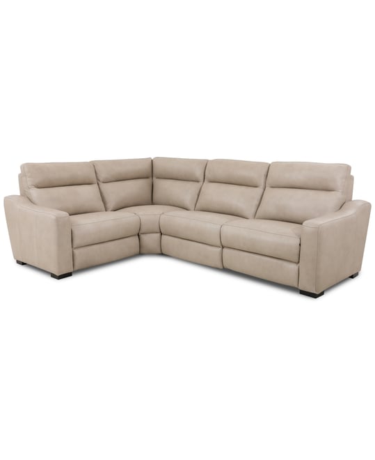 Gabrine 4-Pc. Leather Sectional with 2 Power Headrests, Created for Macy's