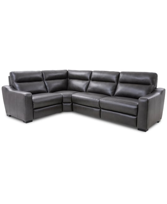 Gabrine 4-Pc. Leather Sectional with 2 Power Headrests, Created for Macy's