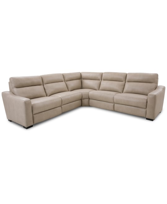 Gabrine 5-Pc. Leather Sectional with 3 Power Headrests, Created for Macy's