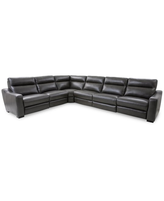 Gabrine 6-Pc. Leather Sectional with 2 Power Headrests, Created for Macy's