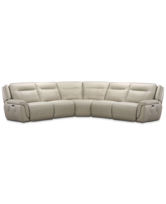 Lenardo 5-Pc. Leather Sectional with 2 Power Motion Recliners, Created for Macy's