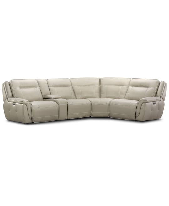 Lenardo 5-Pc. Leather Sectional with 2 Power Motion Recliners and Console, Created for Macy's