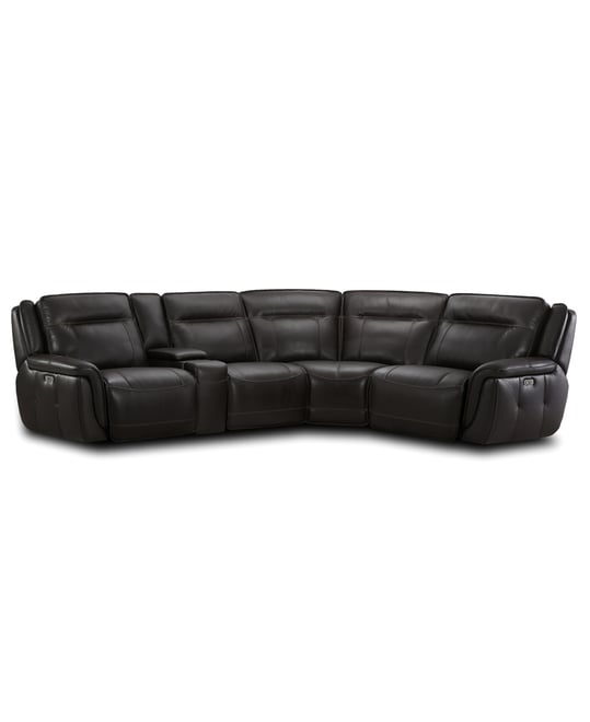 Lenardo 5-Pc. Leather Sectional with 2 Power Motion Recliners and Console, Created for Macy's
