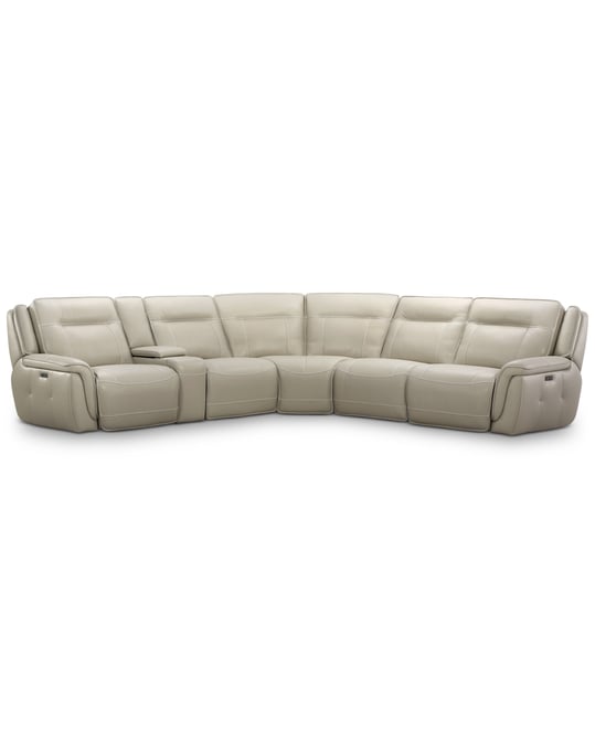 Lenardo 6-Pc. Leather Sectional with 3 Power Recliners and Console, Created for Macy's