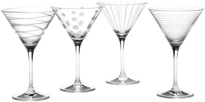 "Clear Cheers" Martini Glasses, Set Of 4