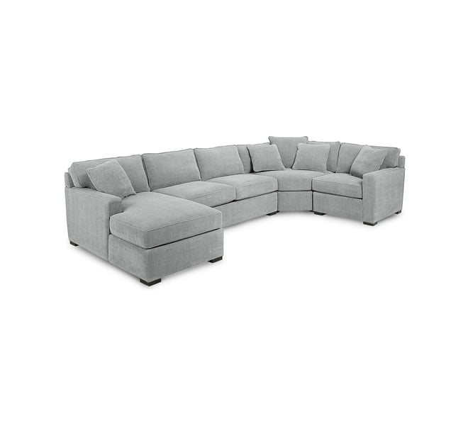 Radley 4-Pc. Fabric Chaise Sectional Sofa with Wedge Piece, Created for Macy's