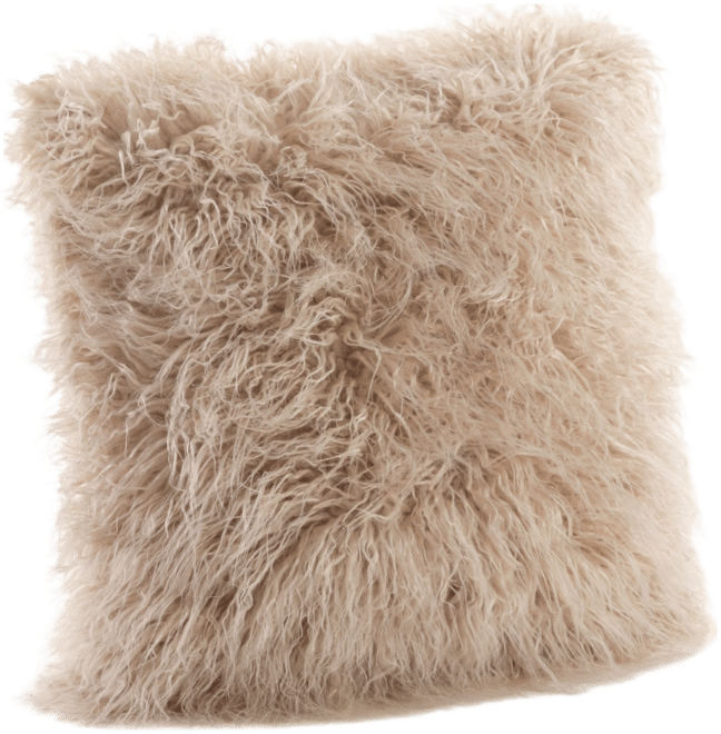Mongolian Faux-Fur Decorative Pillow, 22" x 22"