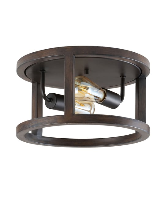 Atelier 2-Light Rustic Industrial Led Flush Mount