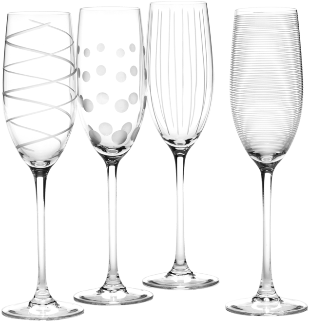 "Clear Cheers" Flutes, Set Of 4