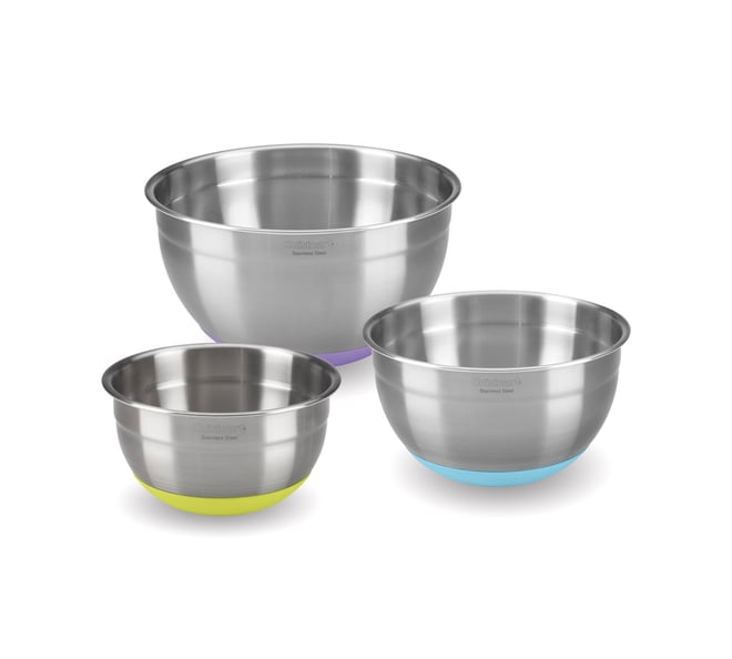 Stainless Steel Mixing Bowls with Non-Slip Bases, Set of 3