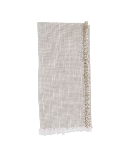 Fringe Napkins with Two-Tone Design, Set of 4, 20" x 20"