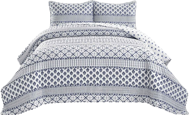 Monique Stripe 3 Piece Quilt Set, Full/Queen