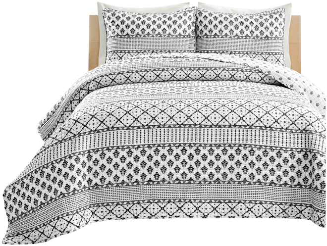 Monique Stripe 3 Piece Quilt Set, Full/Queen