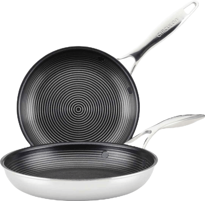 SteelShield C-Series Tri-Ply Clad Nonstick Frying Pan Set, 2-Piece, Silver