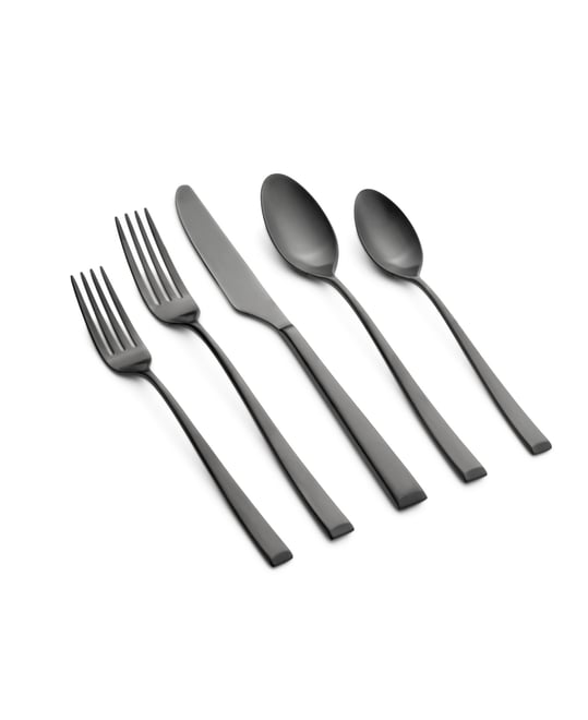 Marlise Black Satin 20 Piece 18/10 Stainless Steel Flatware Set, Service for 4