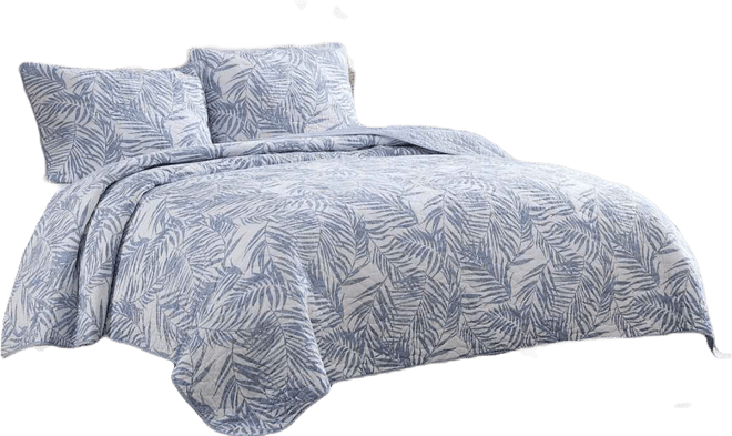 Palmday Cotton Reversible 3 Piece Quilt Set, Full/Queen