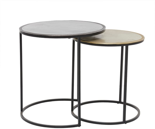 Aluminum Industrial Accent Table, Set of 2
