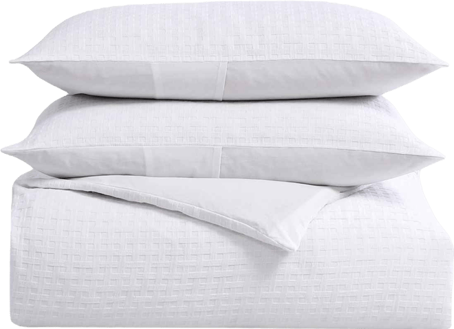 Basketweave Solid 4 Piece Duvet Cover Set, King