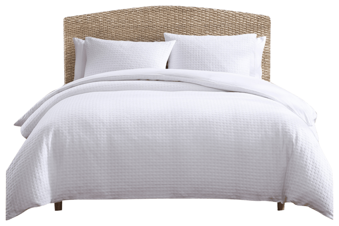 Basketweave Solid 4 Piece Duvet Cover Set, Queen