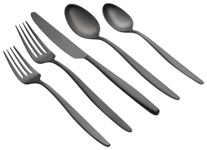 Nylah Black Satin Flatware Set, 20 Piece
