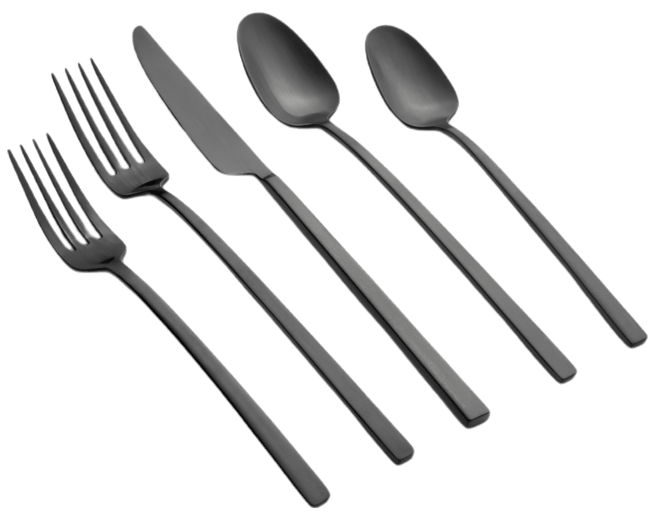 Damaris Black Satin Flatware Set, 20 Piece