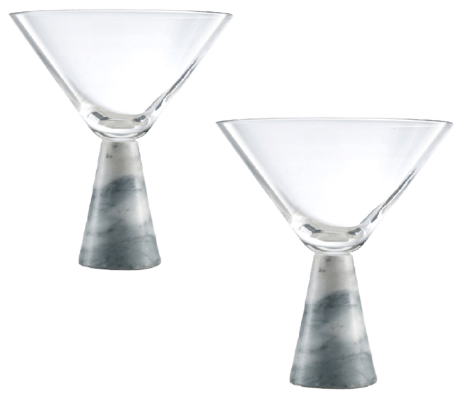 Marble Martini Glasses, Set of 2, 9 Oz