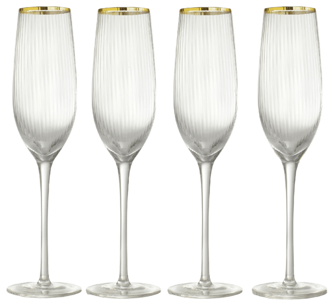 Rocher Champagne Flutes, Set of 4, 8.5 Oz