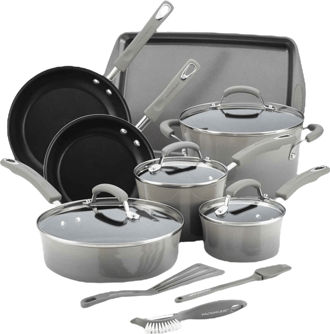 Classic Brights Hard Enamel Aluminum Nonstick Cookware Set, 14-Piece