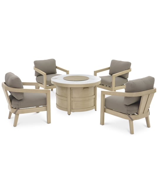 Reid Outdoor 5-Pc. Chat Set (1 Fire Pit & 4 Club Chairs), Created for Macy's