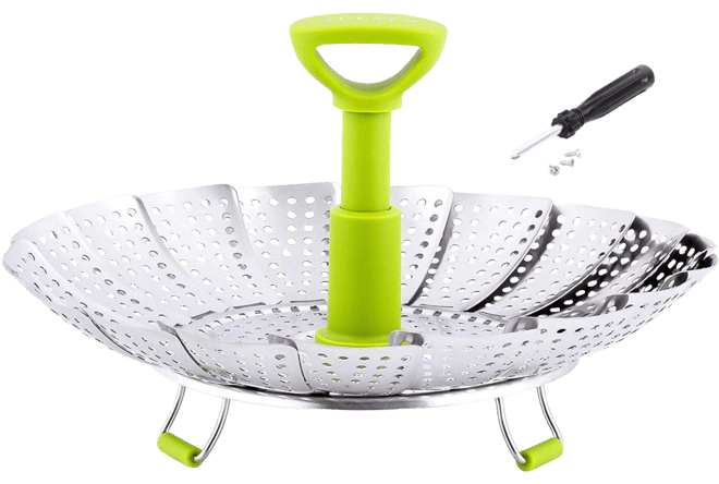 Expandable Vegetable Steamer Basket Stainless Steel Fits Various Size Pots, Pans, & Pressure Cookers
