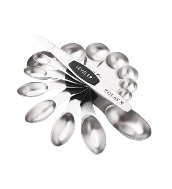 Set of 8 Stackable Magnetic Measuring Spoons with Leveler