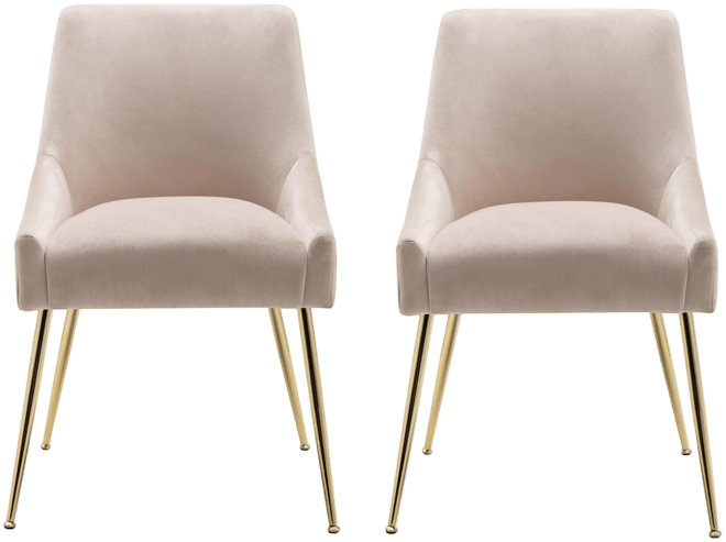 Upholstered Performance Velvet Accent Chair With Metal Leg (Set of 2)