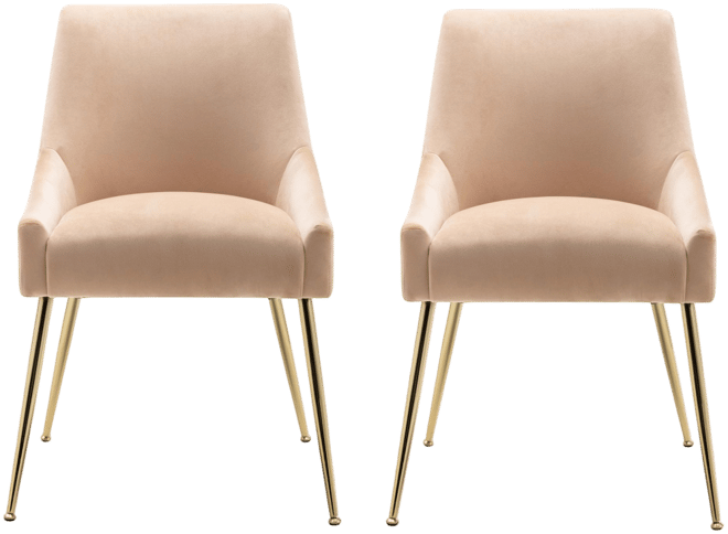 Upholstered Performance Velvet Accent Chair With Metal Leg (Set of 2)