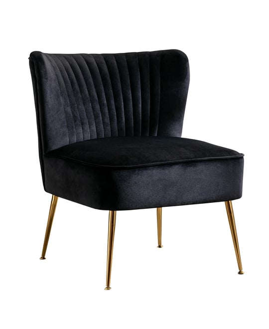 25" Wide Upholstered Tufted Velvet Accent Chair With Metal Leg