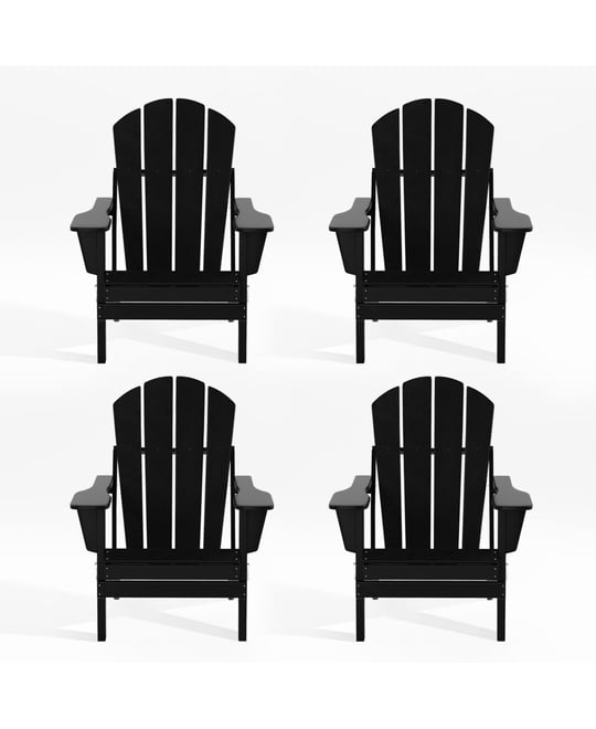 All-Weather Contoured Outdoor Poly Folding Adirondack Chair (Set of 4)