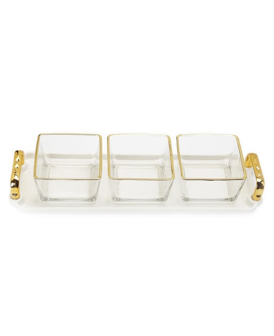 3pcs White Rectangular Food Tray