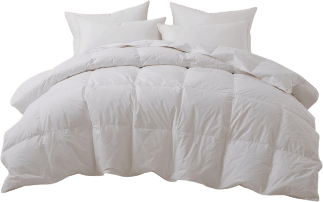 Light Warmth Ultra Soft White Goose Down Feather Fiber Comforter, King