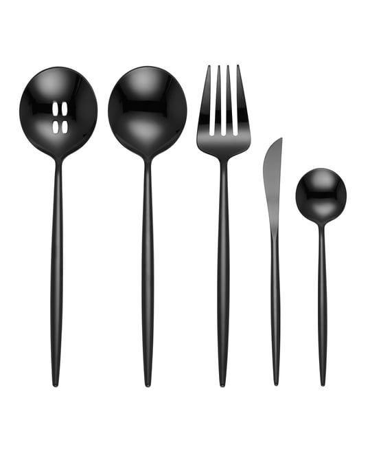 Skandia Zephyr Black 45 Piece Flatware Set, Service For 8