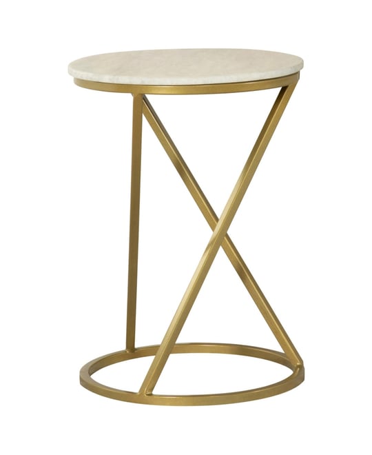 Round Accent Table with Marble Top