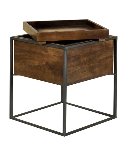 Square Accent Table with Removable Top Tray